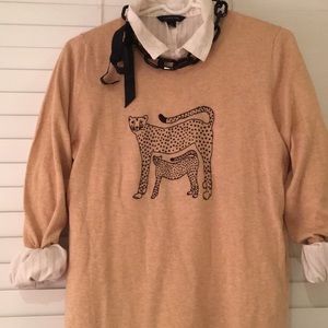 J Crew Factory Teddie Cheetah sweater